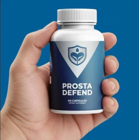 Visual guide explaining Prosta Defend supplement promoting normal urinary flow, hormonal balance, and overall male wellness